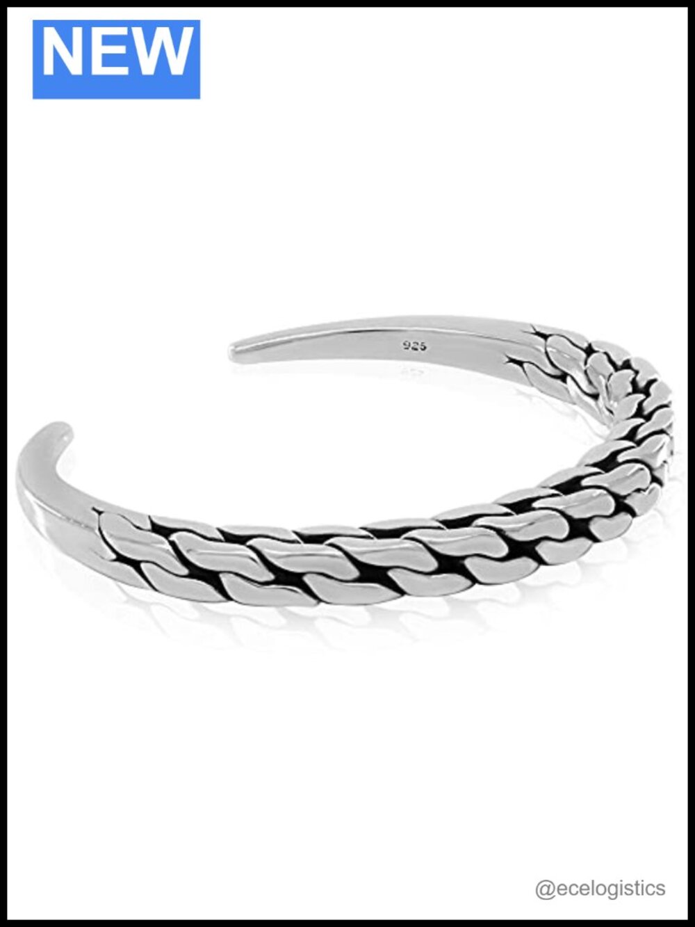 Solid 925 Sterling Silver Cuff Bracelet Men Heavy 49g